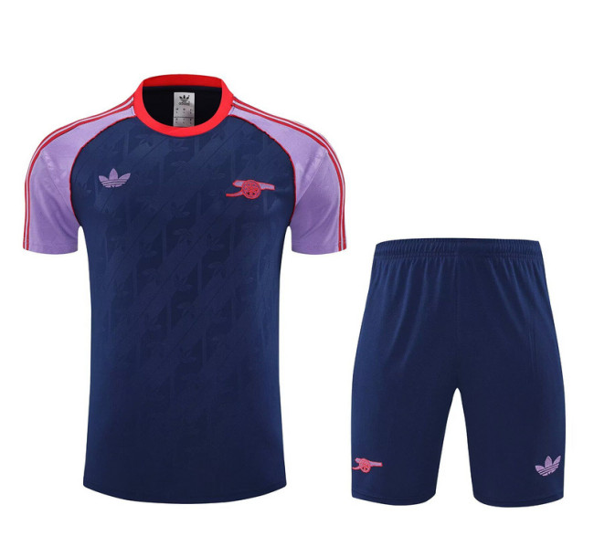 Adult Uniform 2025-2026 Arsenal Dark Blue/Purple Soccer Training Jersey and Shorts Football Kits