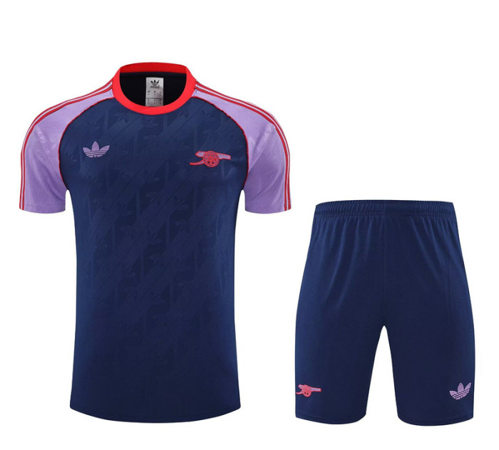 Adult Uniform 2025-2026 Arsenal Dark Blue/Purple Soccer Training Jersey and Shorts Football Kits