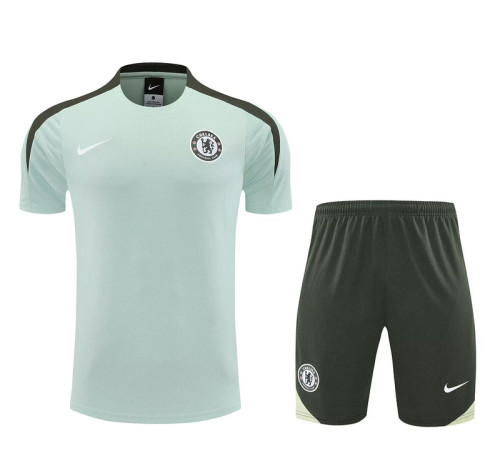 Adult Uniform 2025-2026 Chelsea Light Green Soccer Training Jersey and Shorts Football Kits