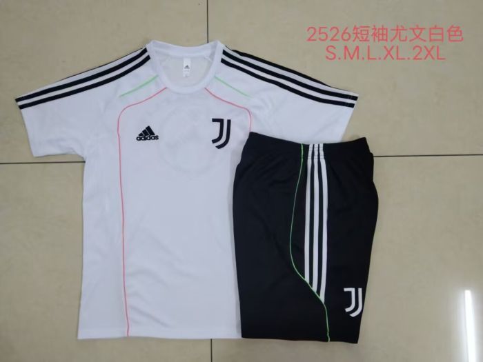 Adult Uniform 2025-2026 Juventus White Soccer Training Jersey and Shorts Football Kits