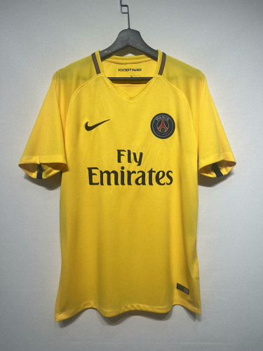 Retro Jersey 2017-2018 PSG Away Yellow Soccer Jersey Vintage Paris Football Maillot