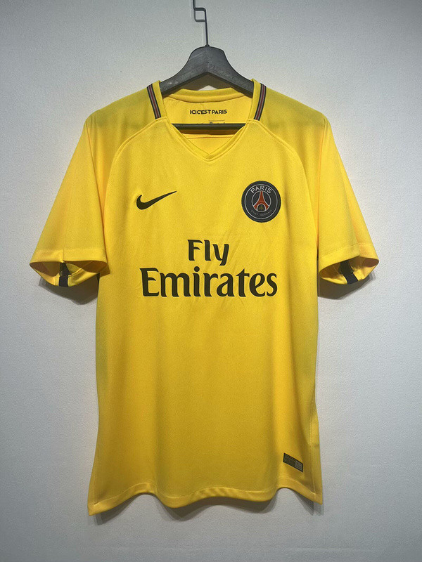 Retro Jersey 2017-2018 PSG Away Yellow Soccer Jersey Vintage Paris Football Maillot