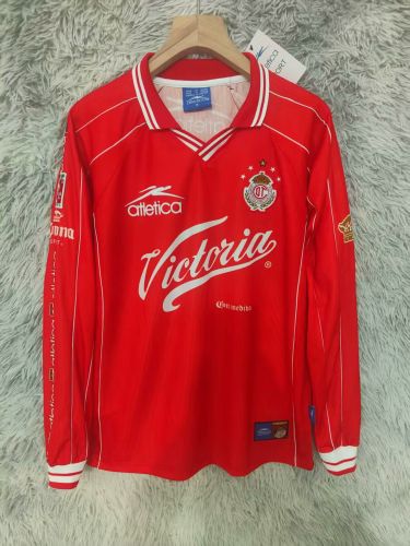 Long Sleeve Retro Jersey 1999-2000 Deportivo Toluca Home Soccer Jersey Vintage Football Shirt