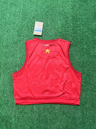 Women 2025-2026 PSG Red Soccer Yoga Vest Girl Football Jersey