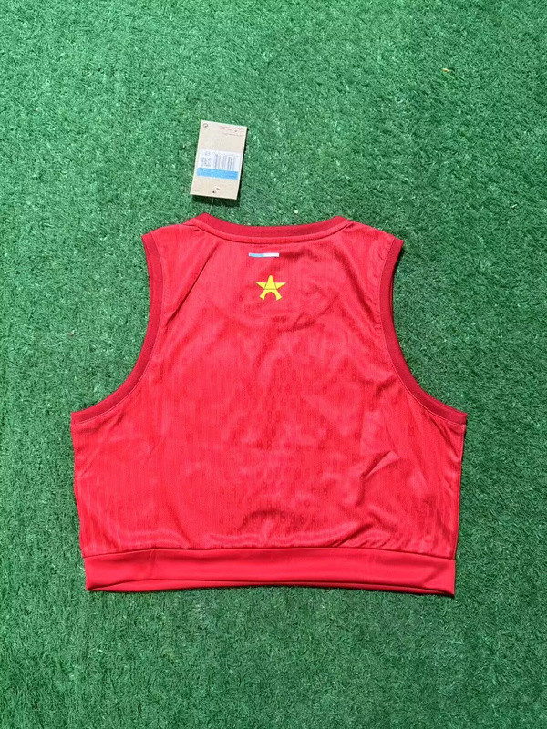 Women 2025-2026 PSG Red Soccer Yoga Vest Girl Football Jersey