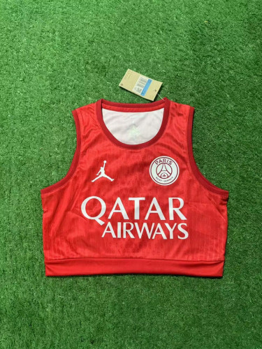 Women 2025-2026 PSG Red Soccer Yoga Vest Girl Football Jersey
