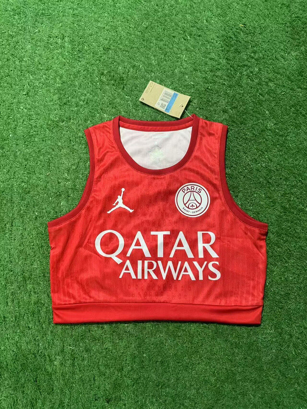 Women 2025-2026 PSG Red Soccer Yoga Vest Girl Football Jersey