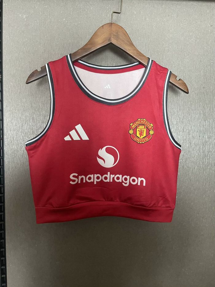 Women 2025-2026 Manchester United Home Blue Soccer Yoga Vest Girl Football Jersey