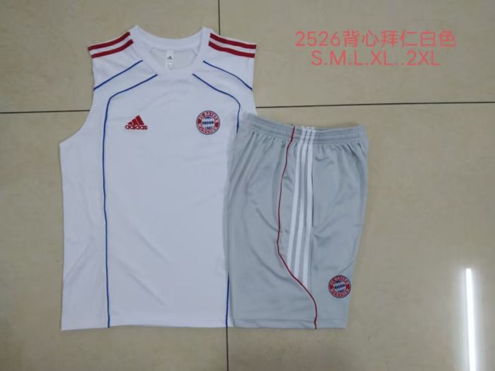 Adult Uniform 2025-2026 Bayern Munich White Soccer Training Vest and Shorts Football Set