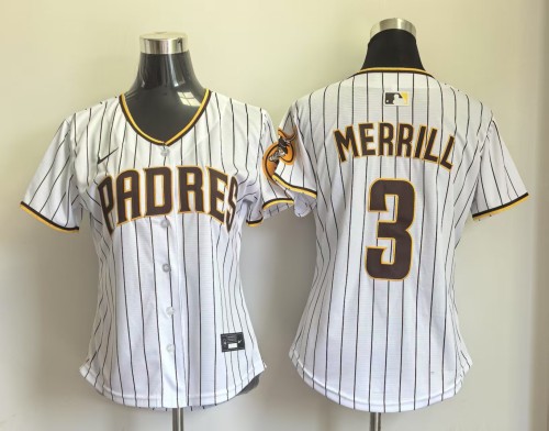 Women San Diego Padres 3 MERRILL 2025 White Lady MLB Jersey