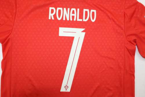 with Front Lettering+UEFA Nations League Patch Fan Version Portugal 2025 RONALDO 7 Home Soccer Jersey Football Shirt