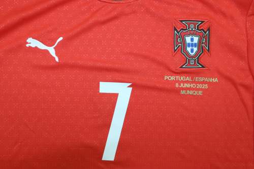with Front Lettering+UEFA Nations League Patch Fan Version Portugal 2025 Home Soccer Jersey Football Shirt