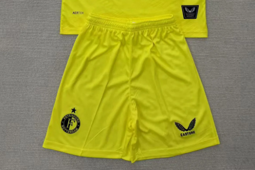 Fan Version 2025-2026 Feyenoord Rotterdam Yellow Goalkeeper Soccer Shorts Football Shorts