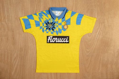 Retro Jersey 1992-1994 Inter Milan Third Away Yellow Soccer Jersey Vintage Football Shirt