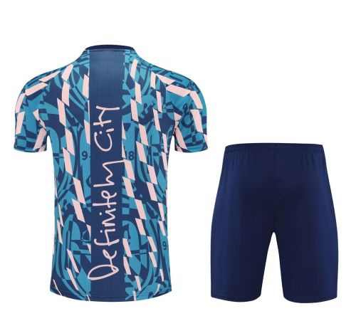 Adult Uniform 2025-2026 Manchester City Blue/Pink Soccer Training Jersey and Shorts Football Kits