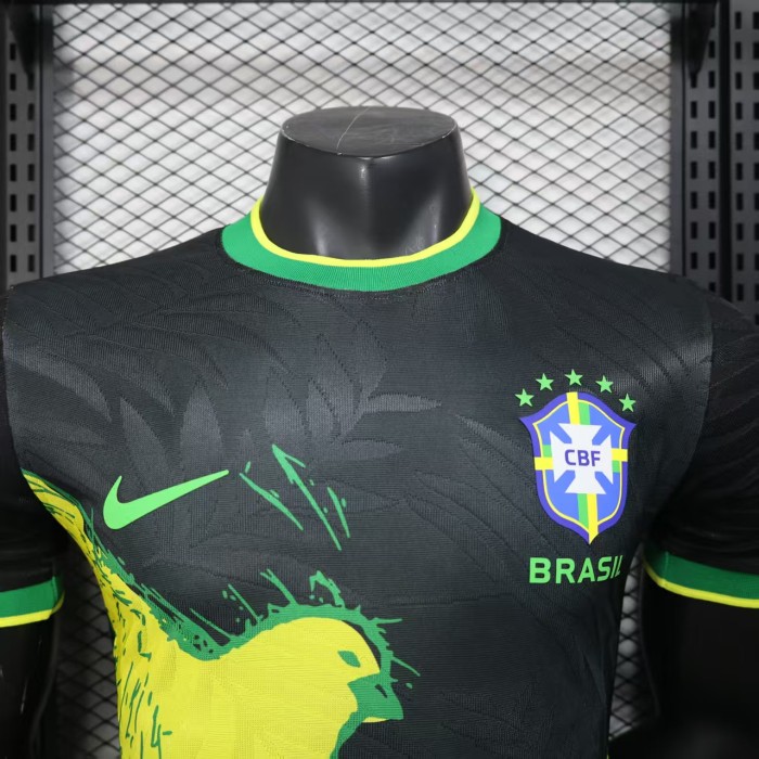 Player Version 2025 Brazil Black/Yellow Special Edition Soccer Jersey Brasil Football Shirt