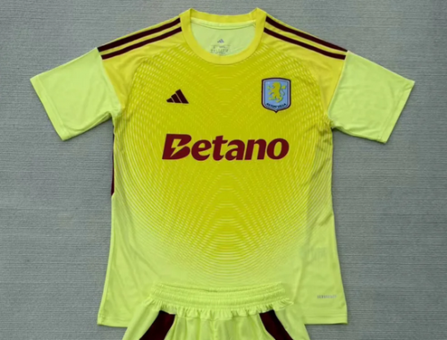 Fan Version 2025-2026 Aston Villa Yellow Goalkeeper Football Shirt Soccer Jersey