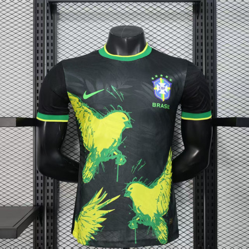 Player Version 2025 Brazil Black/Yellow Special Edition Soccer Jersey Brasil Football Shirt
