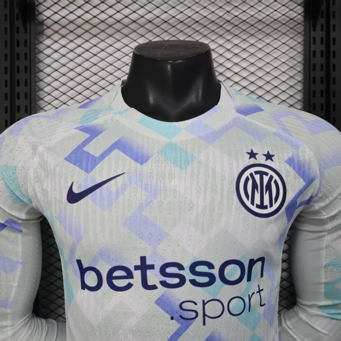 Long Sleeve Player Version 2025-2026 Inter Milan Away White Soccer Jersey Football Shirt