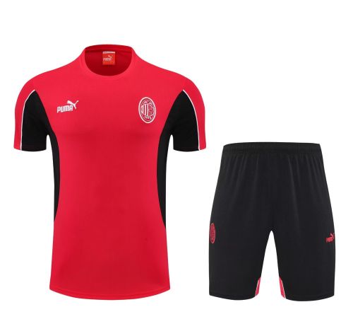 Adult Uniform 2025-2026 Ac Milan Red/Black Soccer Training Jersey and Shorts Football Kits