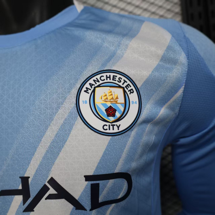 Long Sleeve Player Version Manchester City 2025-2026 Home Soccer Jersey Man City Football Shirt
