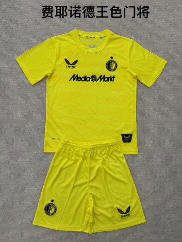 Adult Uniform 2025-2026 Feyenoord Rotterdam Yellow Goalkeeper Soccer Jersey Shorts Men's Football Kit