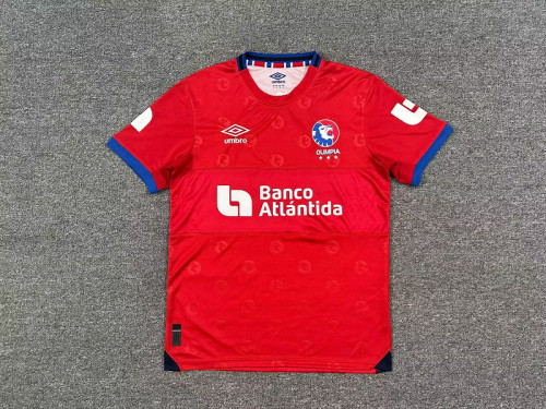 Fan Version 2025-2026 Club Deportivo Olimpia Away Red Football Shirt Soccer Jersey