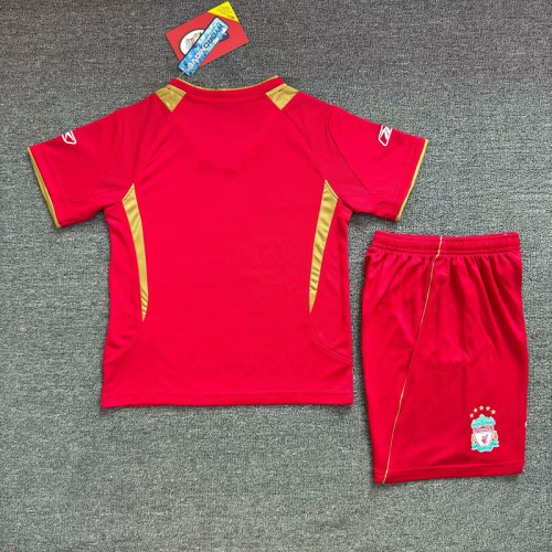 Retro Youth Uniform Kids Kit 2005-2006 Liverpool Home Soccer Jersey Shorts Vintage Child Football Set