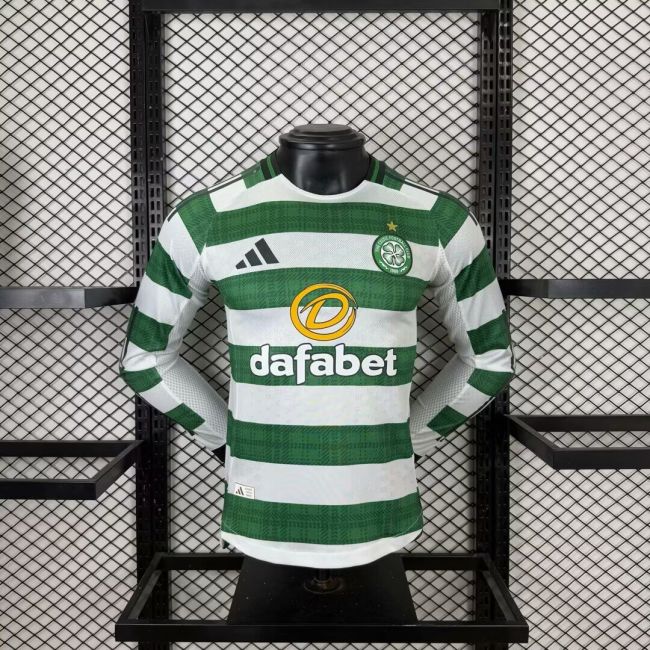 Long Sleeve Player Version 2025-2026 Celtic Home Soccer Jersey Football Shirt