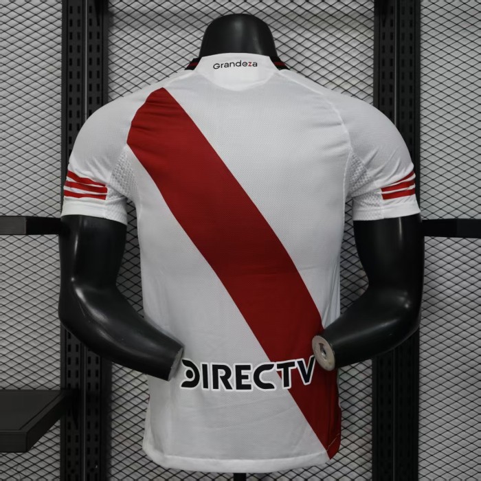 with Sponor Logo Player Version 2025-2026 River Plate Home Soccer Jersey Football Shirt
