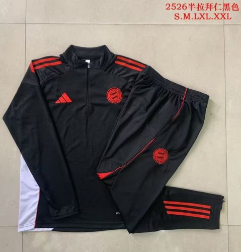 2025-2026 Bayern Munich Black Soccer Training Sweater and Pants Football Kit
