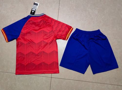 Youth Uniform Kids Kit Spain 2025 Red/Blue Soccer Training Jersey Shorts Child Football Set