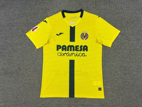 with Laliga Patch Fans Version 2025-2026 Villarreal Home Soccer Jersey Football Shirt