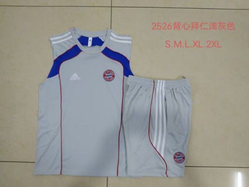 Adult Uniform 2025-2026 Bayern Munich Grey Soccer Training Vest and Shorts Football Set
