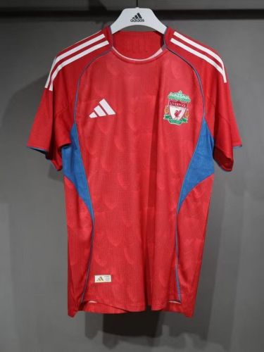 Retro Model Player Version 2025-2026 Liverpool Red/Blue Soccer Jersey Football Shirt