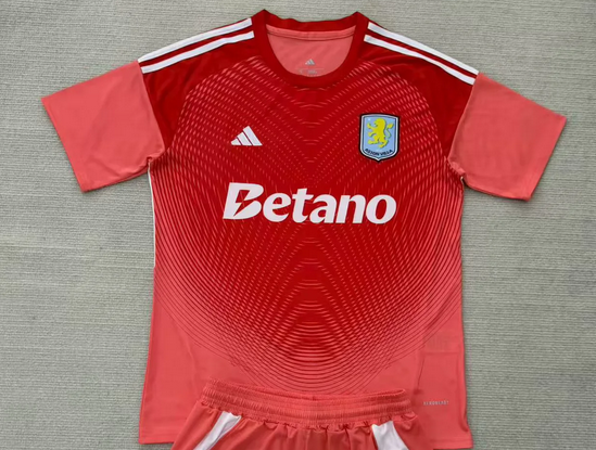 Fan Version 2025-2026 Aston Villa Red Goalkeeper Football Shirt Soccer Jersey