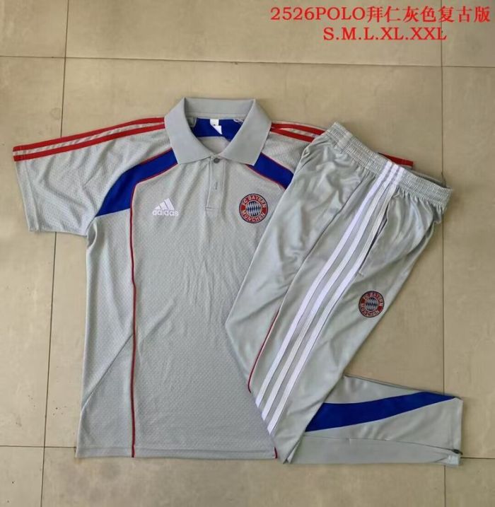 2025-2026 Bayern Munich Grey Soccer Polo and Pants Football Kit