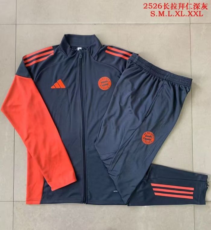 Youth 2025-2026 Bayern Munich Dark Grey Soccer Training Jacket Football Jacket and Pants