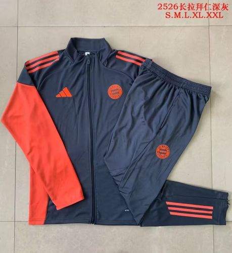 2025-2026 Bayern Munich Dark Grey Soccer Training Jacket and Pants Football Tracksuit