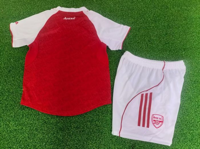 Player Version Youth Uniform Kids Kit Arsenal 2025-2026 Home Soccer Jersey Shorts Child Football Set