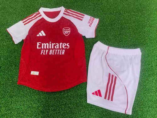 Player Version Youth Uniform Kids Kit Arsenal 2025-2026 Home Soccer Jersey Shorts Child Football Set