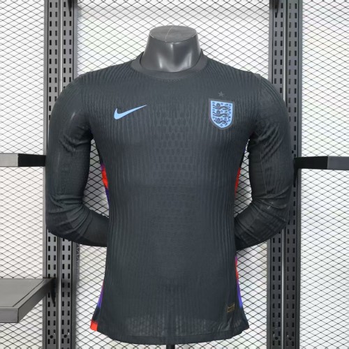 Long Sleeve Player Version 2025 England Away Black Soccer Jersey Football Shirt