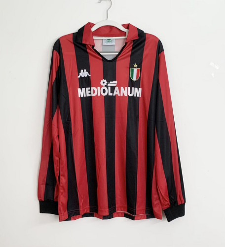 Long Sleeve Retro Jersey 1988-1989 AC Milan Home Soccer Jersey Vintage Football Shirt