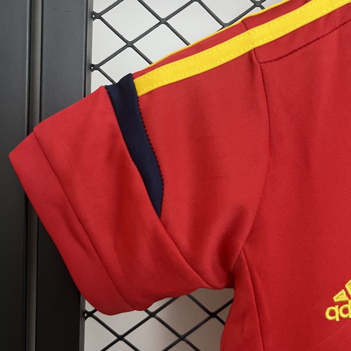 Retro Youth Uniform Kids Kit 2012 Spain Home Soccer Jersey Shorts Child Football Set