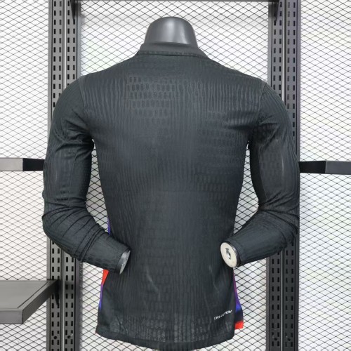 Long Sleeve Player Version 2025 England Away Black Soccer Jersey Football Shirt