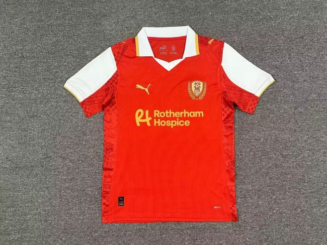 Fan Version 2025-2026 Rotherham United F.C. Home Soccer Jersey Football Shirt