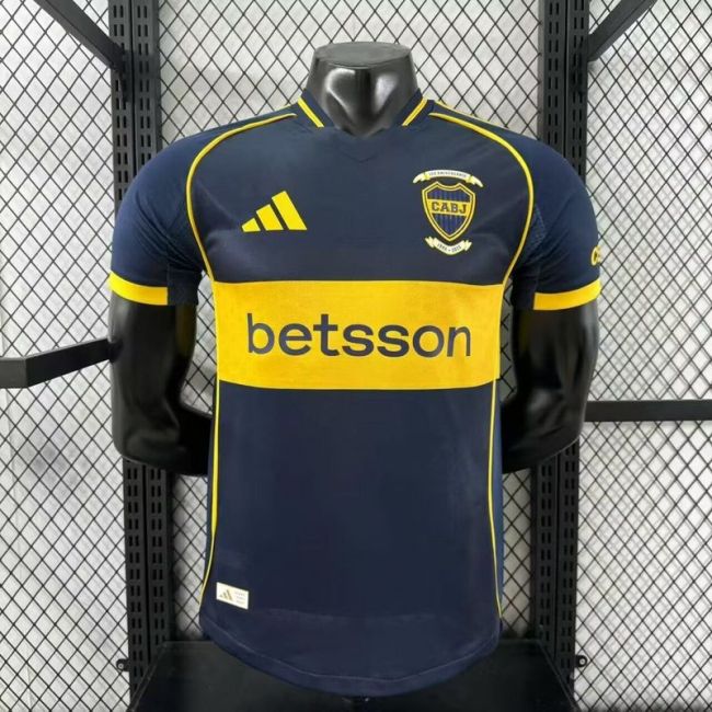 with Sponor Logo Player Version 2025-2026 Boca Juniors Home Soccer Jersey Football Shirt