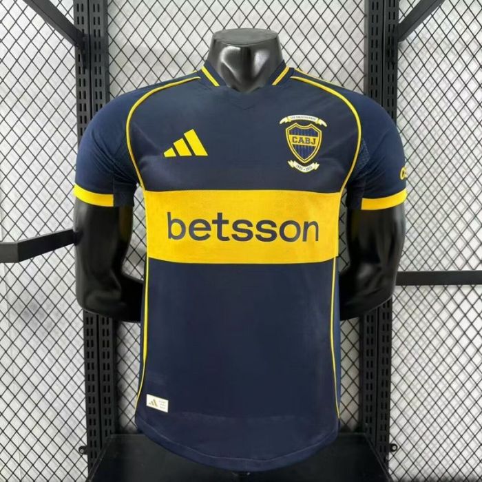 with Sponor Logo Player Version 2025-2026 Boca Juniors Home Soccer Jersey Football Shirt