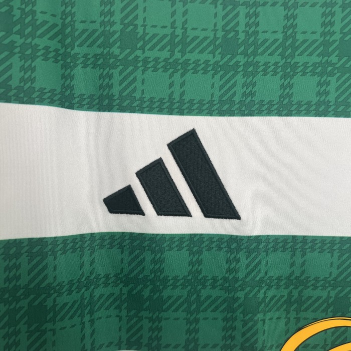 with Sponor Logo Fan Version 2025-2026 Celtic Home Soccer Jersey Football Shirt
