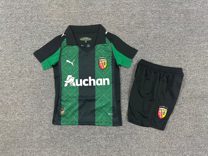 Youth Uniform Kids Kit Lens 2025-2026 Away Soccer Jersey Shorts Child Football Set